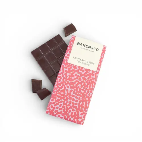 Bahen & Co Raspberry & Rose 70% Cocoa Bar 75g Bahen & Co Raspberry & Rose 70% Cocoa Bar 75g