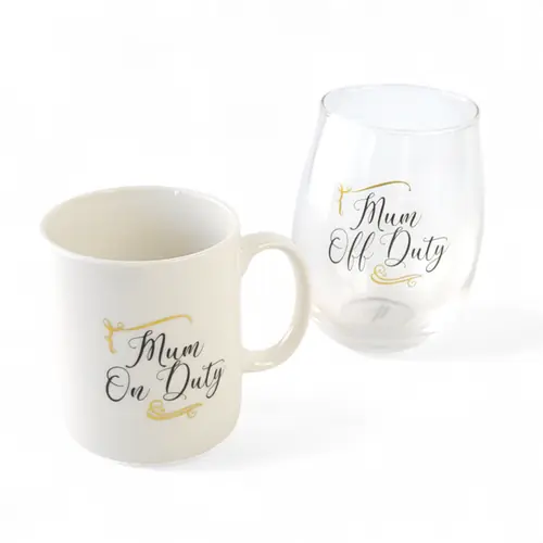 Mug & Stemless Beverage Set - 'Mum On & Off Duty' Mug & Stemless Beverage Set - 'Mum On & Off Duty'