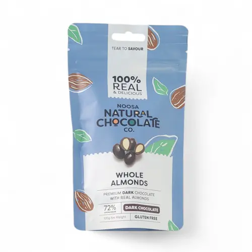 Noosa Natural Choc Co. Dark Choc Almonds 100g GF Noosa Natural Choc Co. Dark Choc Almonds 100g GF