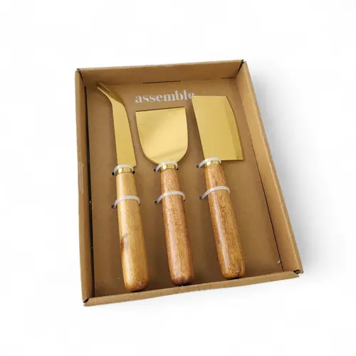 Assemble Set of 3 Wood Cheese Knives 19cm Assemble Set of 3 Wood Cheese Knives 19cm