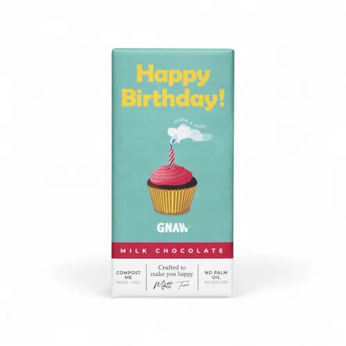 GNAW 'Happy Birthday' Milk Chocolate Bar 80g GNAW 'Happy Birthday' Milk Chocolate Bar 80g