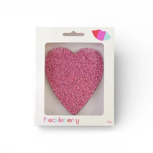Freckleberry Milk Choc Pink Freckle Love Heart 40g Freckleberry Milk Choc Pink Freckle Love Heart 40g