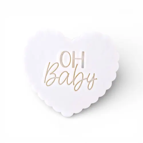 Cookie - 'Oh Baby' Iced Shortbread Heart 10cm Cookie - 'Oh Baby' Iced Shortbread Heart 10cm