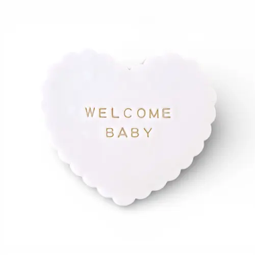 Cookie - 'Welcome Baby' Iced Shortbread Heart 10cm Cookie - 'Welcome Baby' Iced Shortbread Heart 10cm