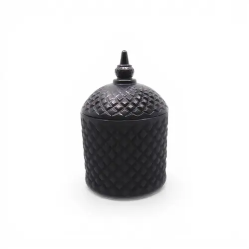 Candle - Black Regal Glass Candle Jar with Lid 15cm Candle - Black Regal Glass Candle Jar with Lid 15cm