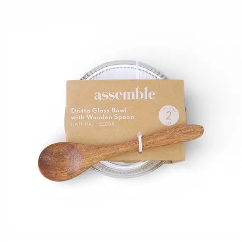 Assemble Glass Condiment Bowl & Wooden Spoon Set Assemble Glass Condiment Bowl & Wooden Spoon Set