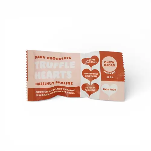 Chow Cacao Dark Choc Truffle Hearts Twin Pack Chow Cacao Dark Choc Truffle Hearts Twin Pack