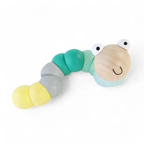 1. Wooden Wiggly Jointed Worm Toy - Blue / Pink thumbnail
