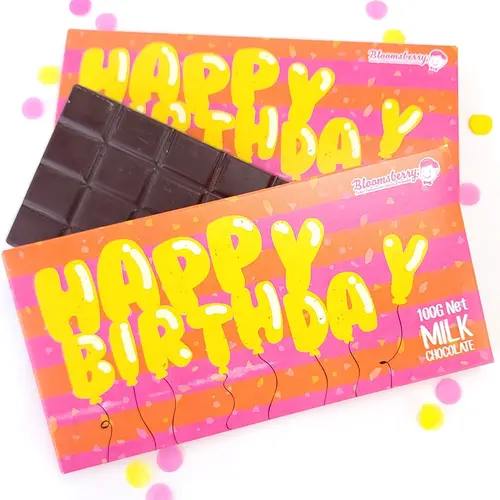 Bloomsberry 'Happy Birthday Balloons' Milk Chocolate Bar 100g