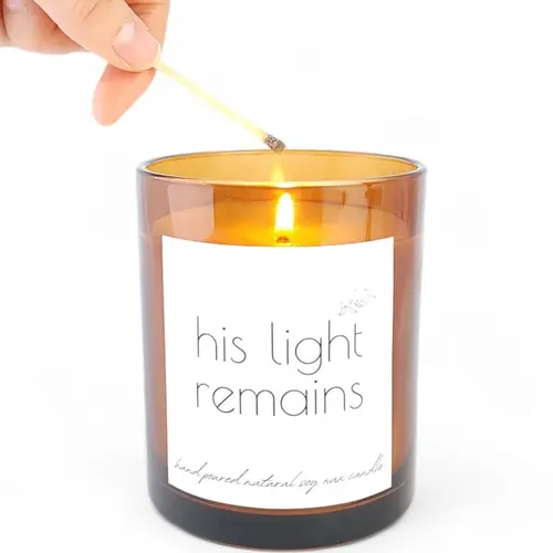 Candle - 'His Light Remains' Soy Wax Candle Jar