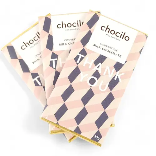 Chocilo Melbourne 'Thank You' Milk Choc Bar 30g