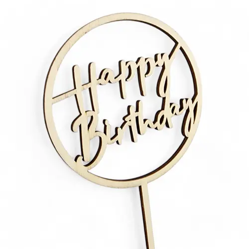 Happy Birthday Wooden Pick 10cm