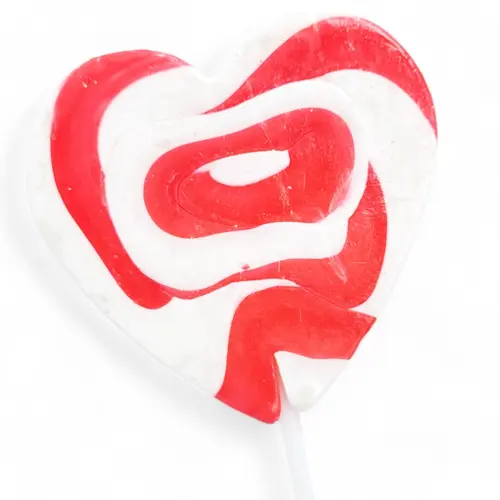 Lollipop - Large Red & White Heart