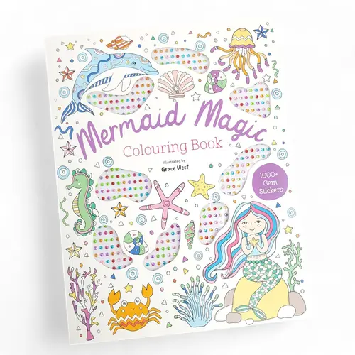 Mermaid Colouring & Sticker Gem Book A4