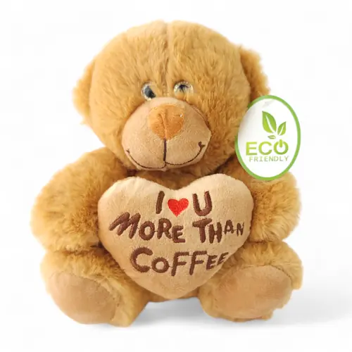 Plush Bear " I Love You More Than Coffee" 15cm