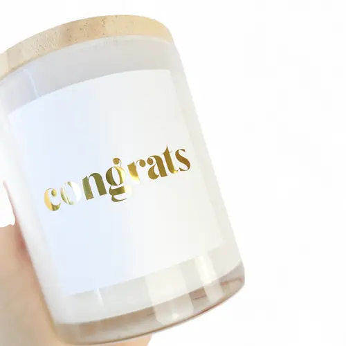1. Candle - 'Congrat's Soy Wax Candle Jar with Wooden Lid thumbnail