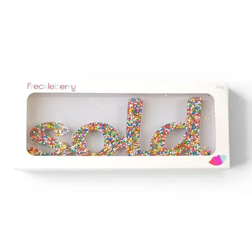 Chocolate Freckle 'SOLD' Word 15cm Chocolate Freckle 'SOLD' Word 15cm