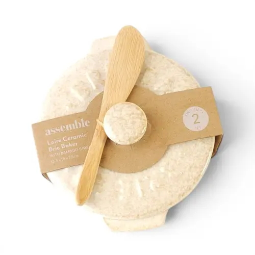 Assemble Loir Ceramic Brie Baker w Bamboo Spreader Assemble Loir Ceramic Brie Baker w Bamboo Spreader