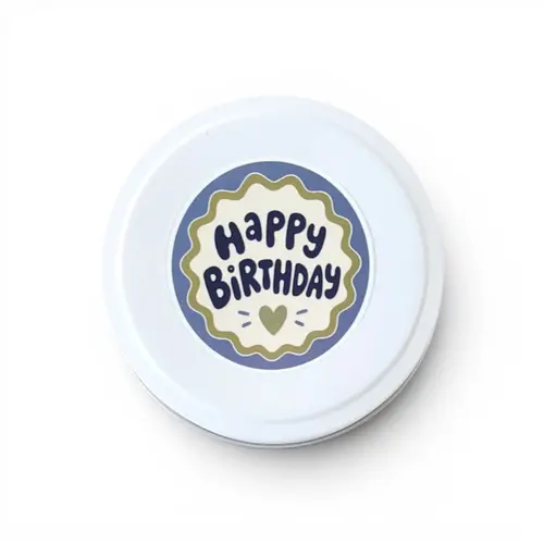Candle - Blue 'Happy Birthday' Candle Tin Candle - Blue 'Happy Birthday' Candle Tin
